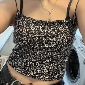 🖤black and white floral cami🤍